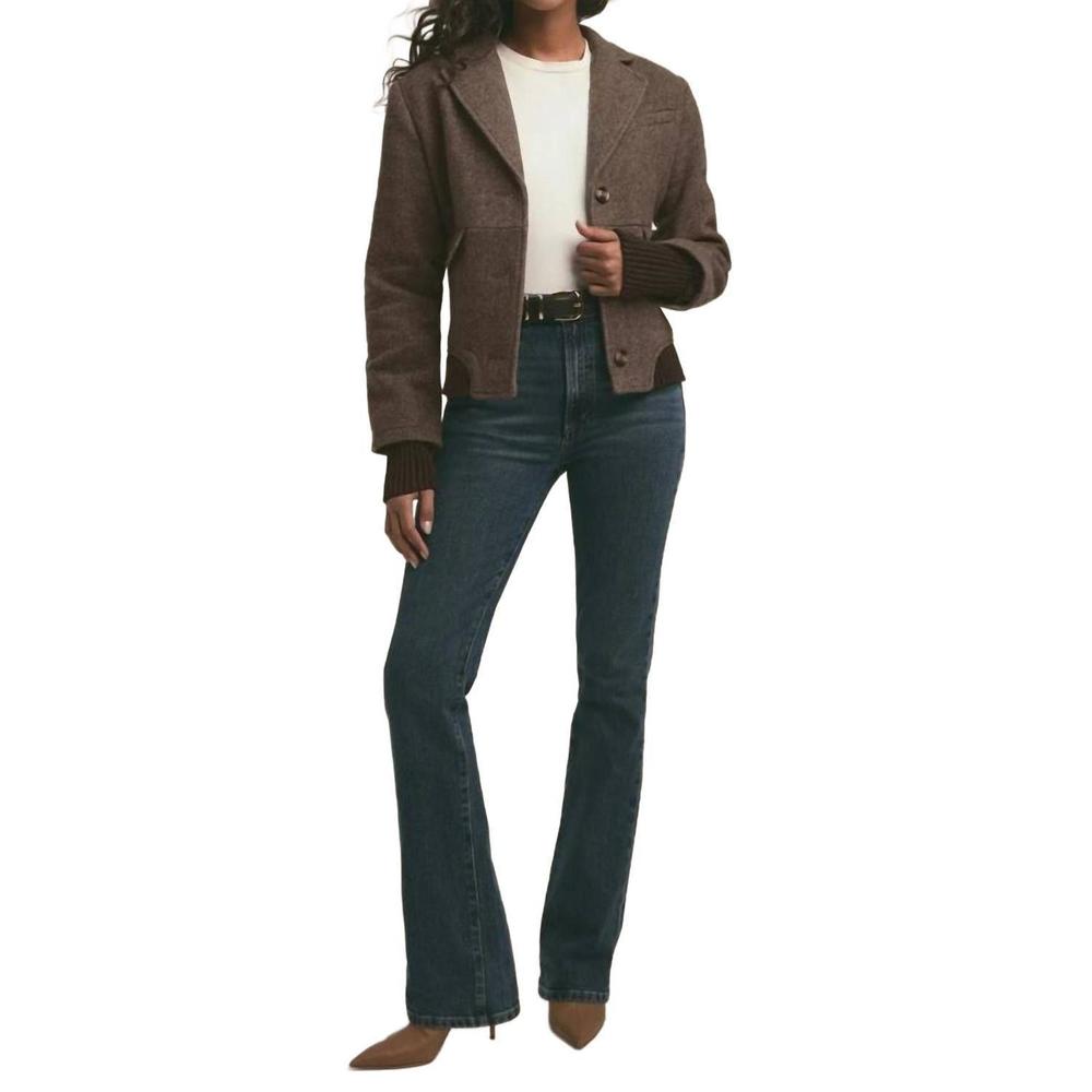 NEW FAVORITE DAUGHTER the city bomber jacket in chocolate herring - Picture 3 of 11